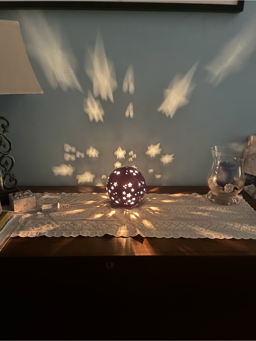 🌟Ceramic Star Projector Accent Lamp Navy Blue Celestial Night Light Globe 💫 - Picture 11 of 11